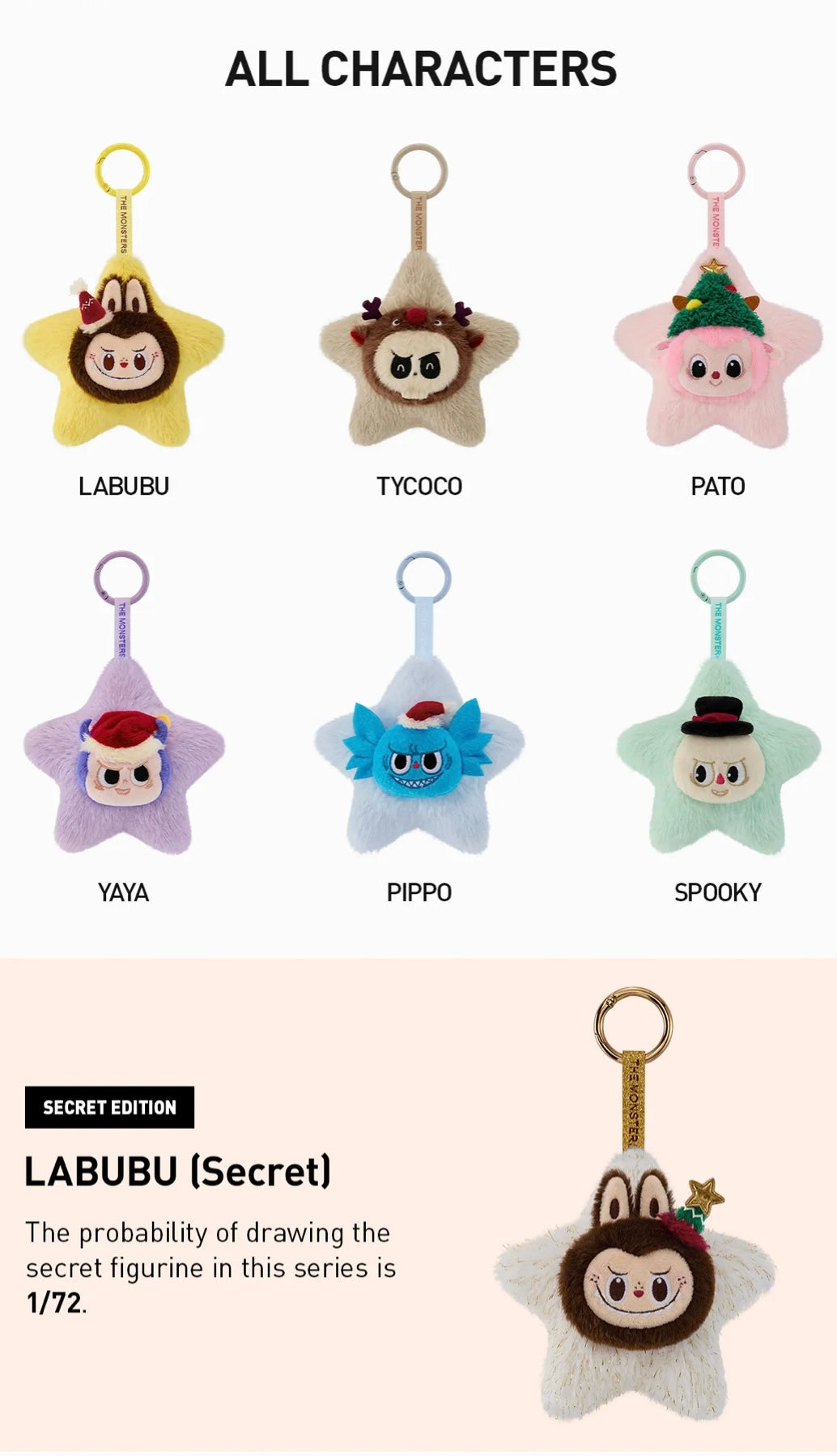 A: THE MONSTERS Classic Series-Sparkly Plush Pendant Blind Box - 1 Caja Sorpresa