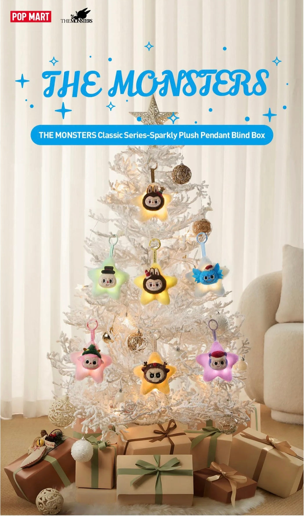 A: THE MONSTERS Classic Series-Sparkly Plush Pendant Blind Box - 1 Caja Sorpresa