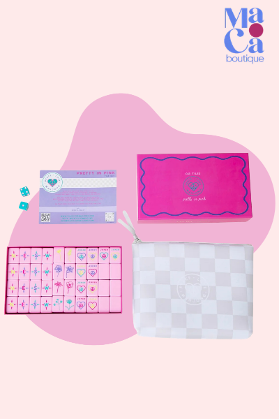 OG Pretty in Pink Mahj Tiles + Tile Pouch + Dice
