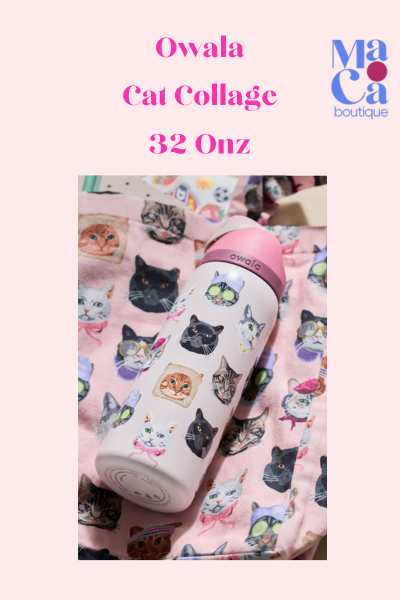 Owala UO Exclusive Cat Collage FreeSip 32 oz Water Bottle