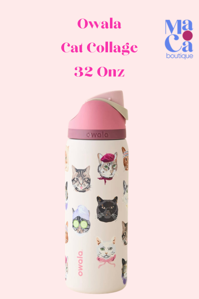 Owala UO Exclusive Cat Collage FreeSip 32 oz Water Bottle